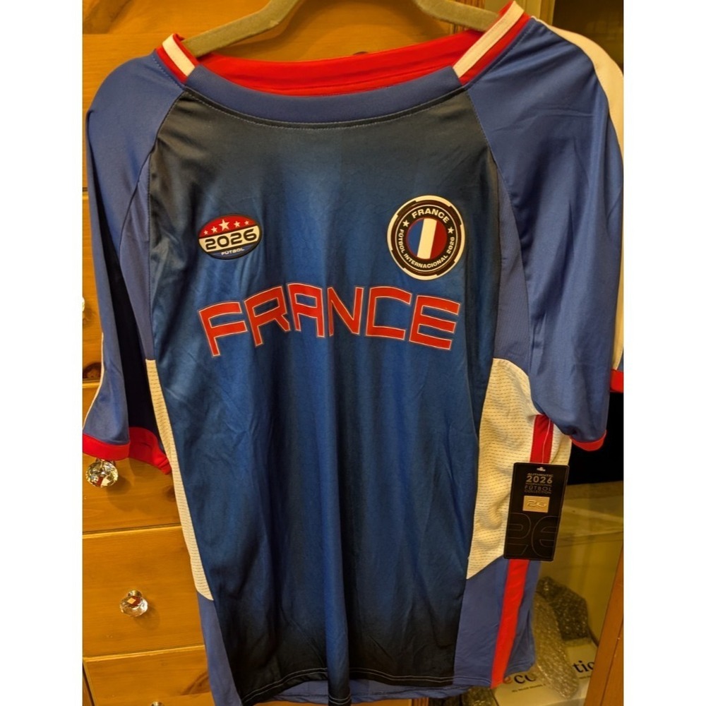 World Cup Men's 2026 France Futbol Jersey   Blue/White/Red LARGE  NEW NWT
